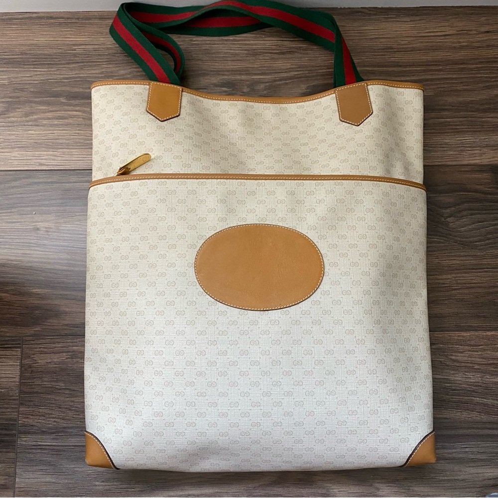 VINTAGE Gucci Micro GG Monogram Cream Tote - Picture 4 of 14